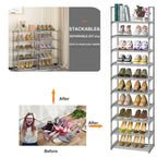 OYREL 10-Tier Metal Shoe Rack, Narrow Shoe Rack Organizer, Sturdy Shoe Shelf for