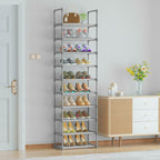OYREL 10-Tier Metal Shoe Rack, Narrow Shoe Rack Organizer, Sturdy Shoe Shelf for