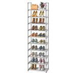 OYREL 10-Tier Metal Shoe Rack, Narrow Shoe Rack Organizer, Sturdy Shoe Shelf for