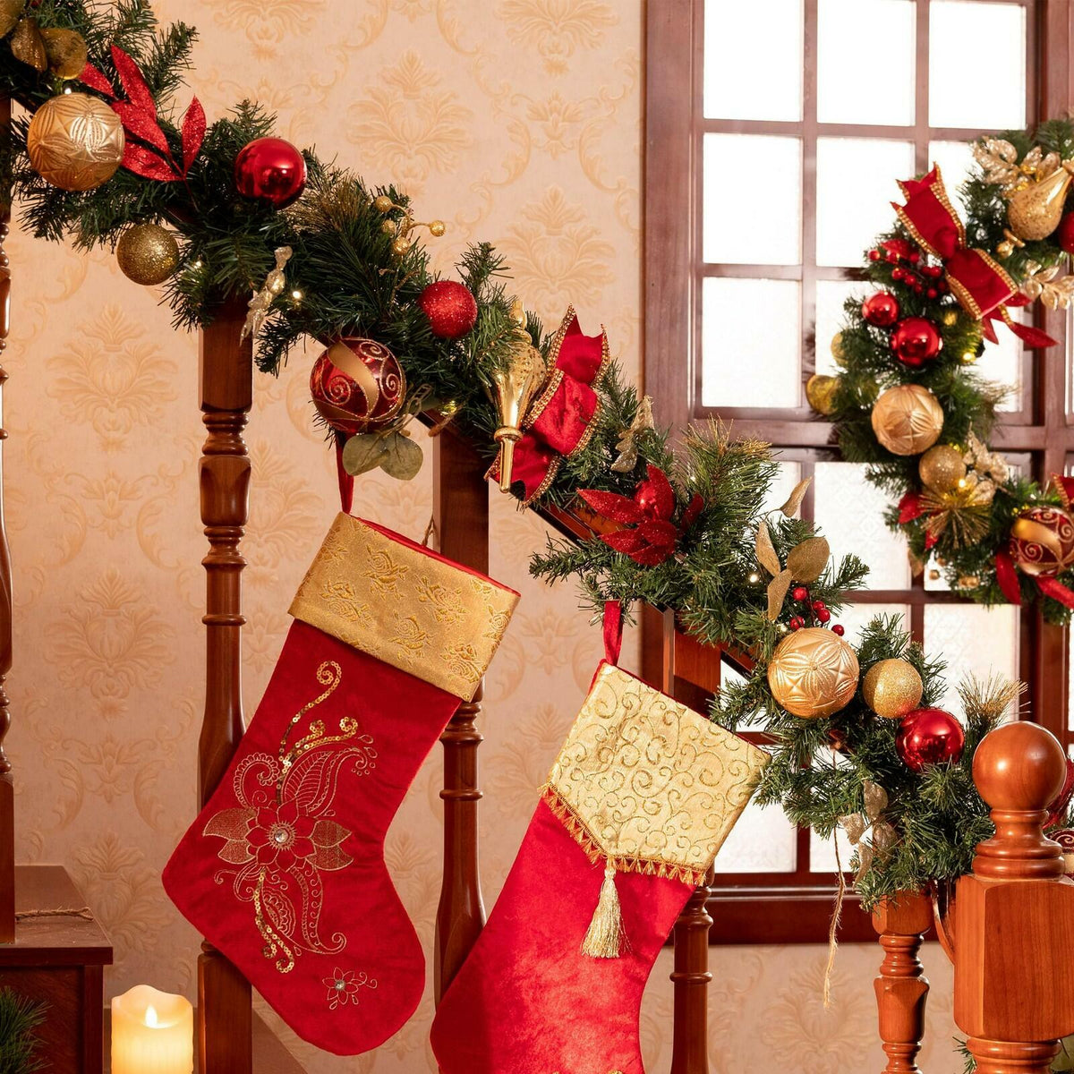 Valery Madelyn 6 Feet Pre-Lit Christmas Garland with Lights for Mantle, Lighted