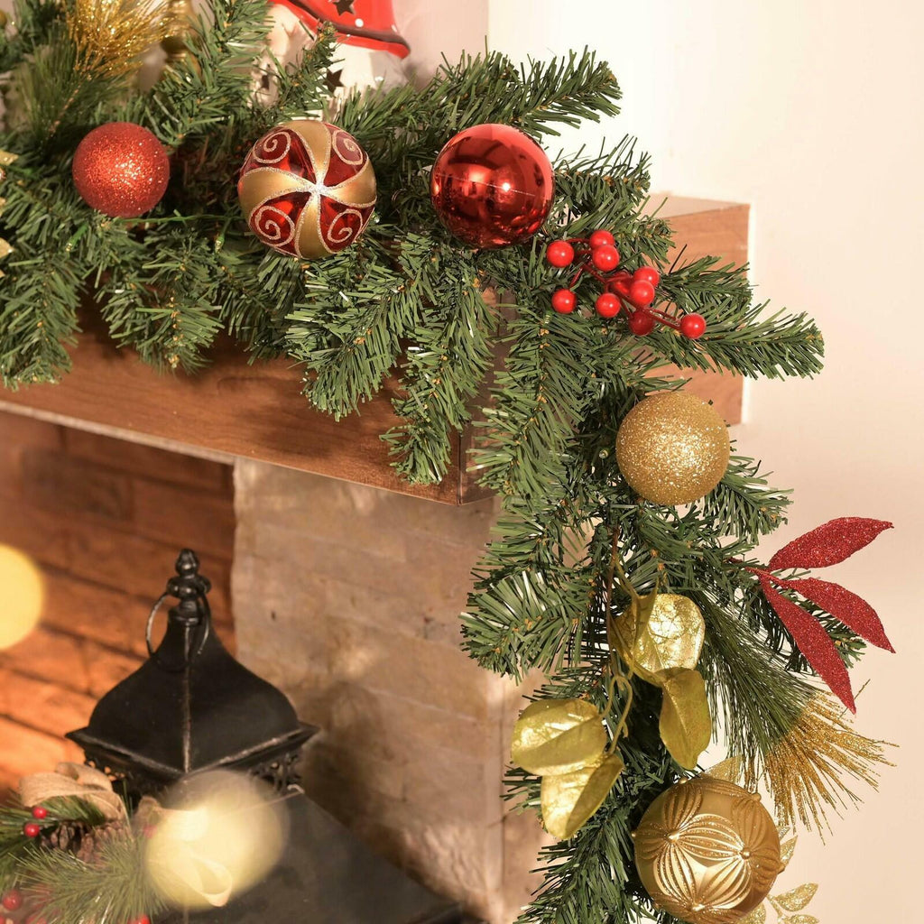 Valery Madelyn 6 Feet Pre-Lit Christmas Garland with Lights for Mantle, Lighted