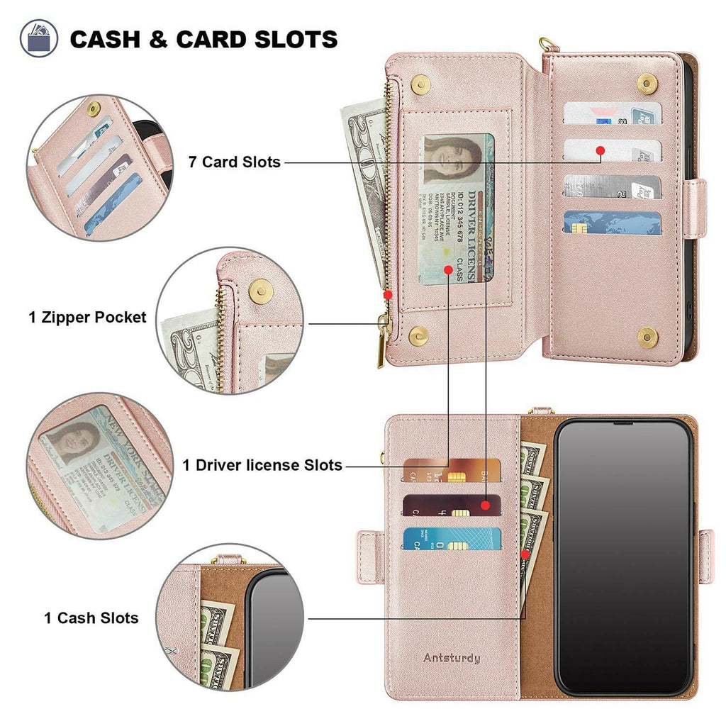Antsturdy Compatible with Samsung Galaxy S25 Plus Wallet Case with Card