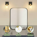 Set of 2 Licperron Black and Gold Wall Sconces with Clear Glass Shade, Matte