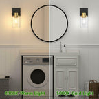Set of 2 Licperron Black and Gold Wall Sconces with Clear Glass Shade, Matte
