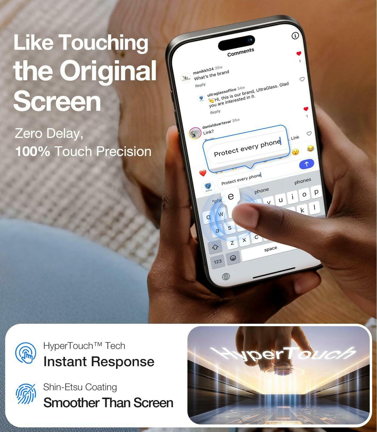 2 PACK UltraGlass TOP 9H+ Armor for iPhone 15 Pro Max Screen Protector [NO.1
