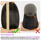REMESSE Short Bob Wig with Bangs Human Hair Glueless 180% Density Middle Part