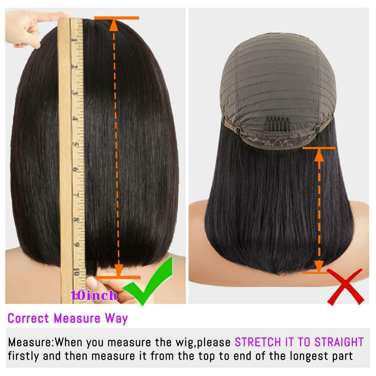 REMESSE Short Bob Wig with Bangs Human Hair Glueless 180% Density Middle Part