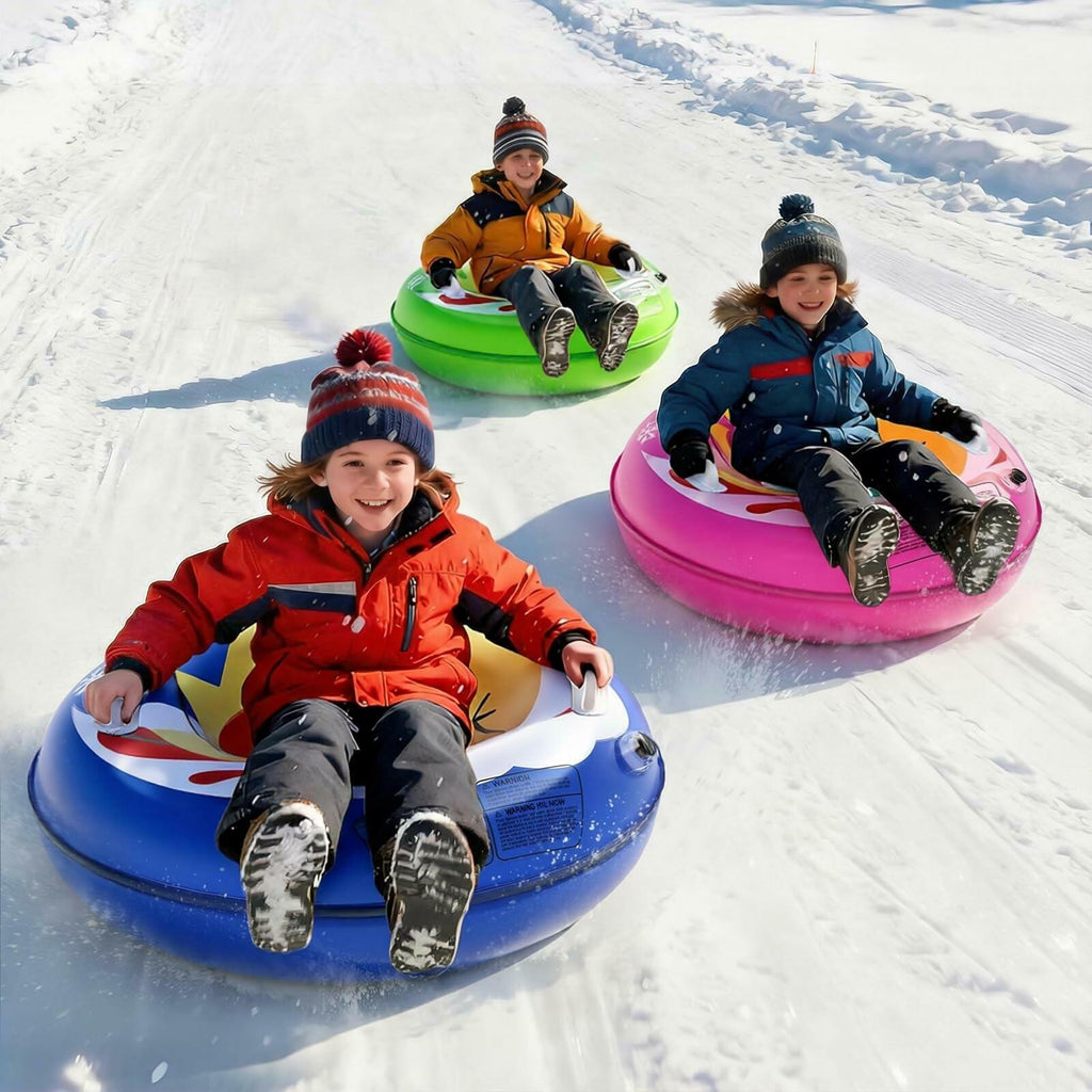 Kids Snow Tube Sleds 3 Pack, 36" Inflatable Snow Sled, Heavy Duty PVC Sledding