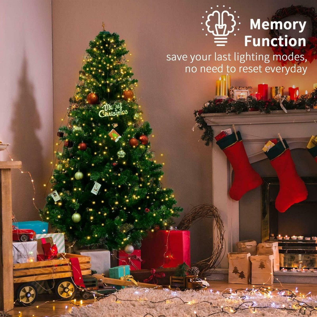 BOLWEO Christmas Tree Lights, 280LED Christmas Lights for Tree 8 Modesfor