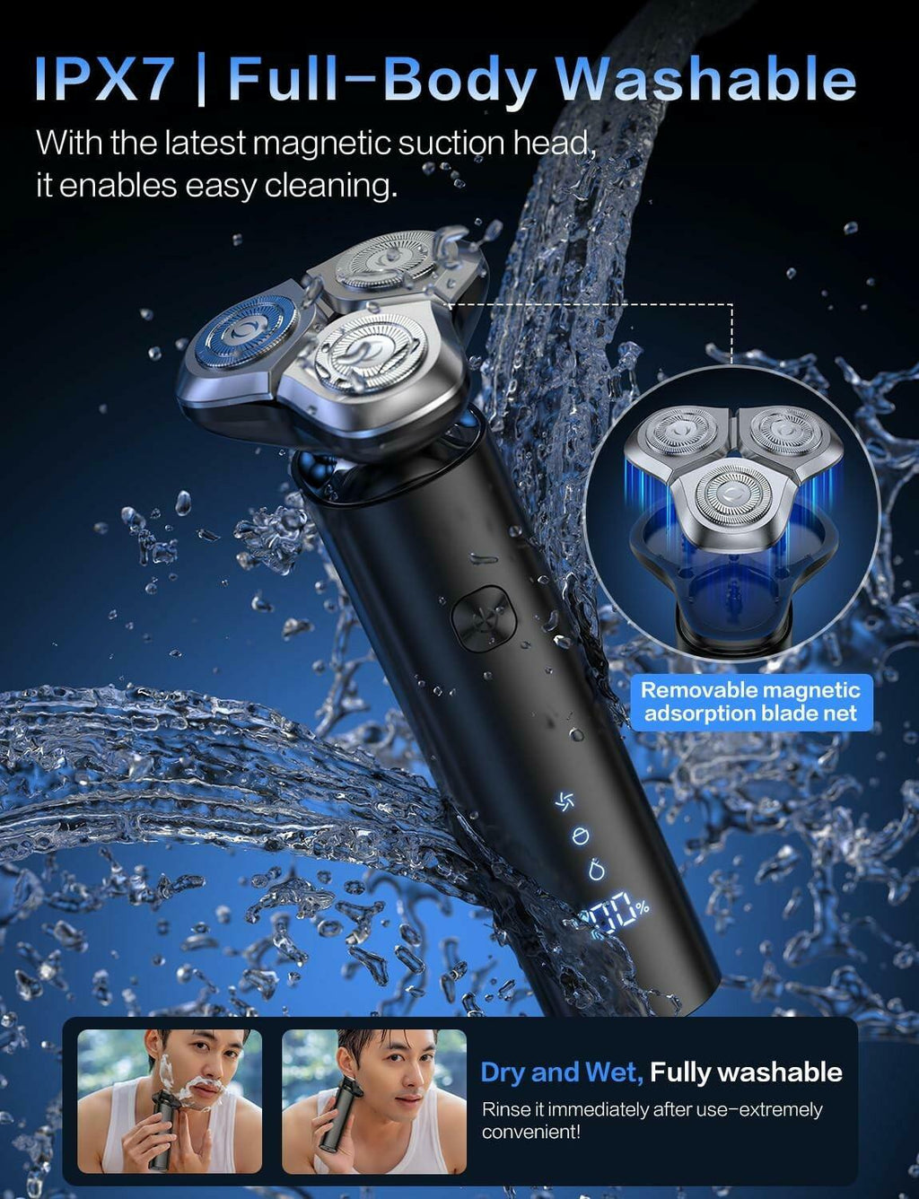 eboboin Electric Razor for Men, Men's Electric Shaver, 3-Blade Rotary Shaving