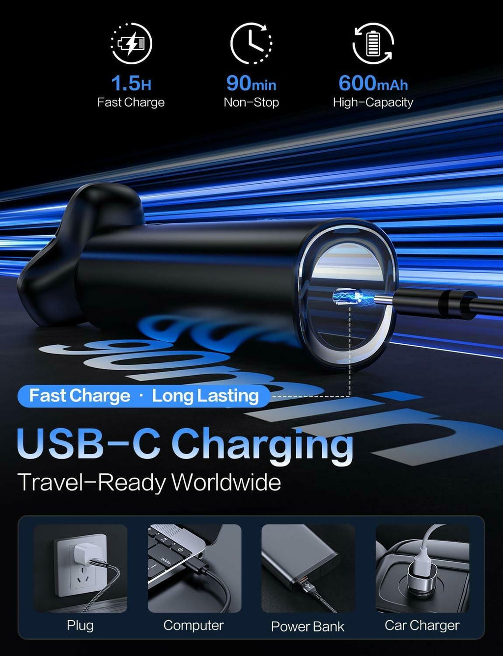 eboboin Electric Razor for Men, Men's Electric Shaver, 3-Blade Rotary Shaving
