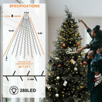 BOLWEO Christmas Tree Lights, 280LED Christmas Lights for Tree 8 Modesfor
