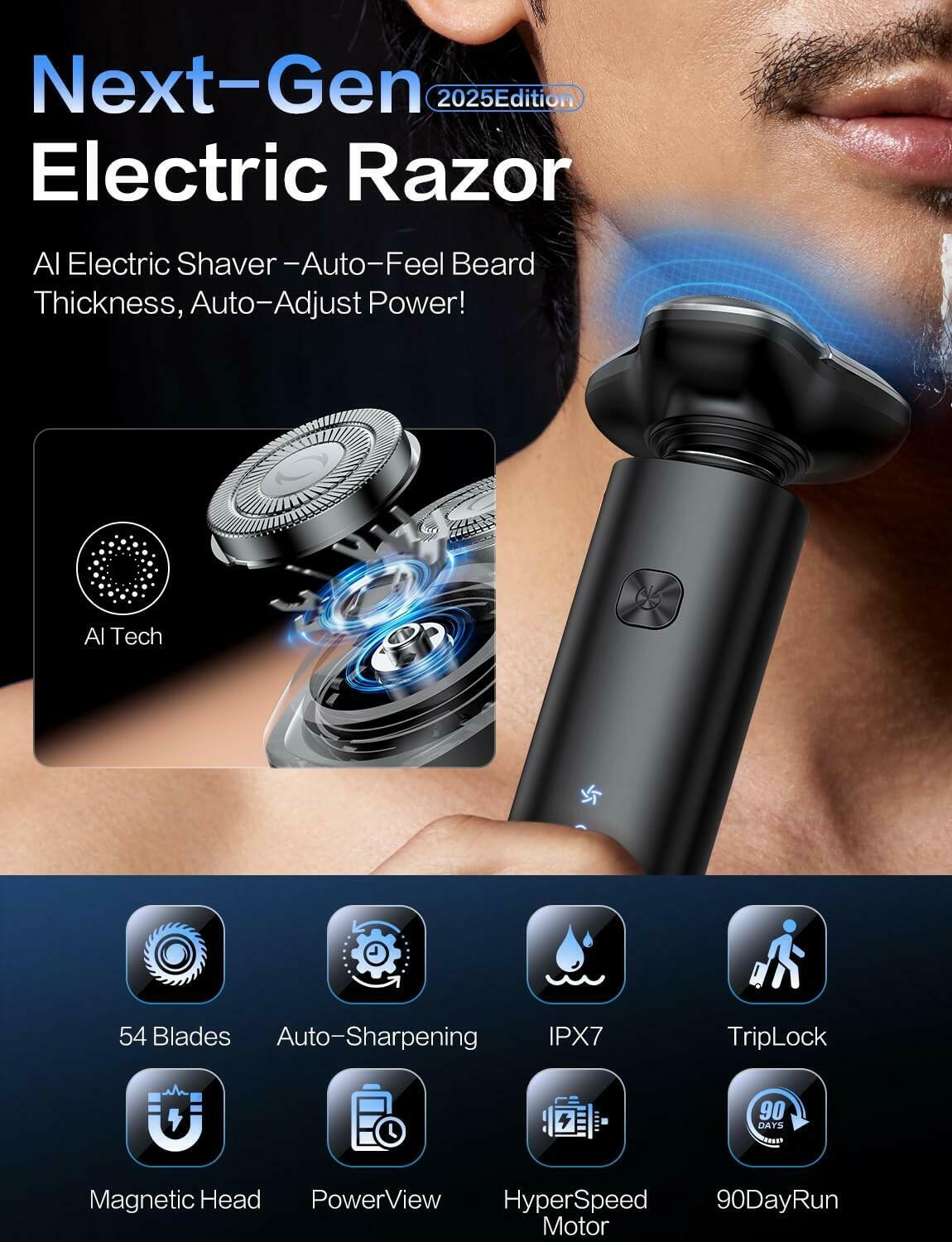 eboboin Electric Razor for Men, Men's Electric Shaver, 3-Blade Rotary Shaving