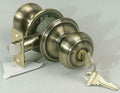 Schlage F51VGEO609 Antique Brass Georgian Keyed Entry Knob