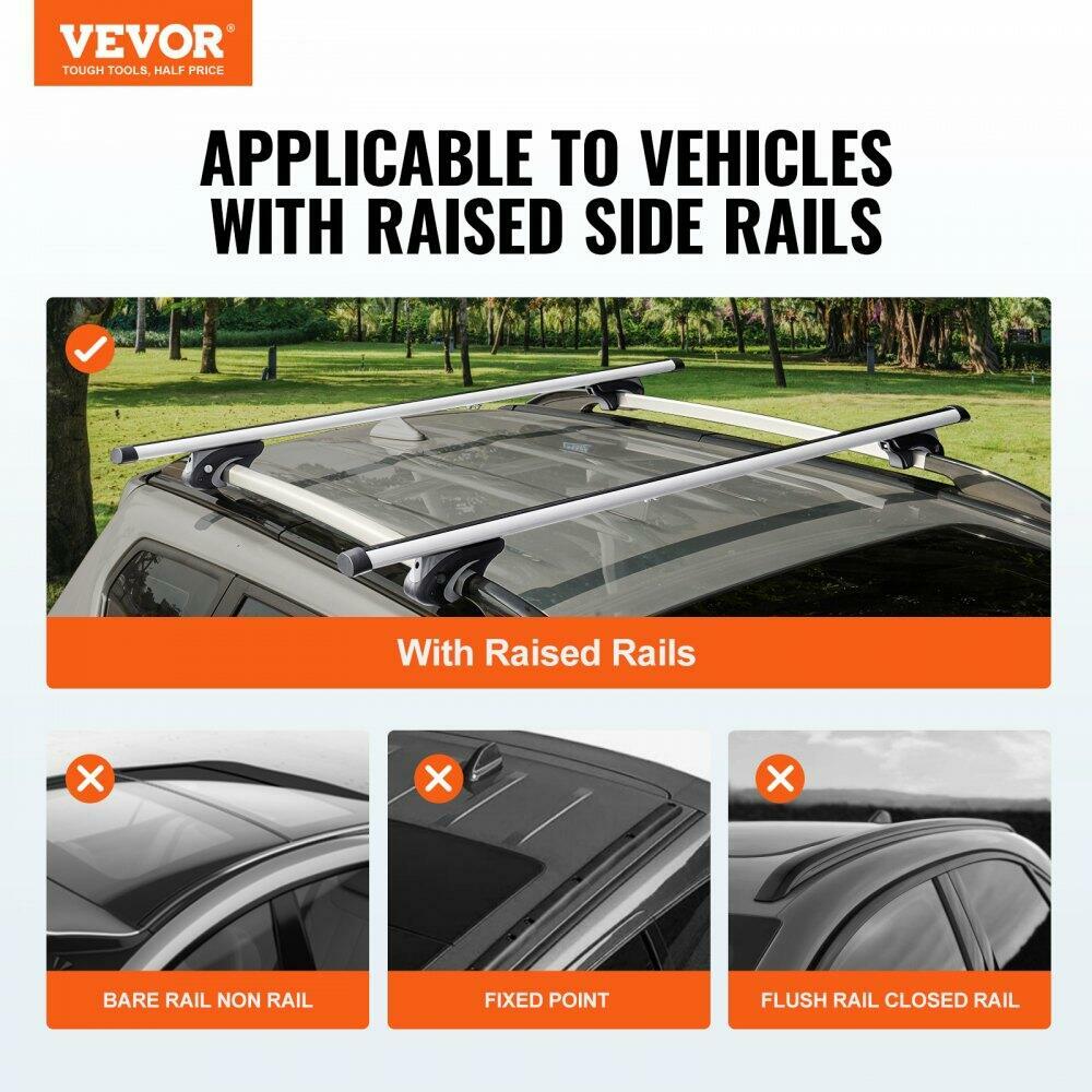 VEVOR Aluminum Roof Rack Cross Bars Fit Raised Side Rail