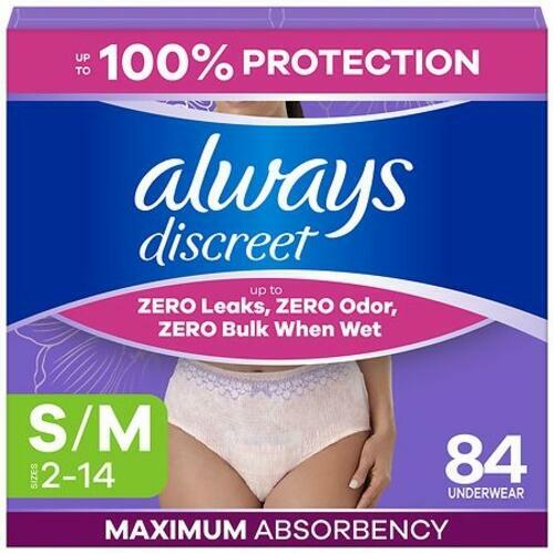 Always Discreet Incontinence Underwear Women's - Maximum Protection - Small/Medium - 84ct