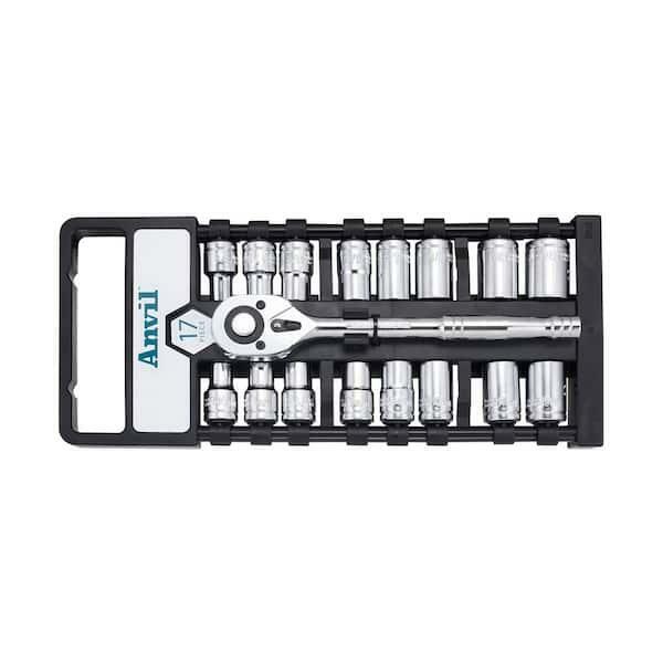 Anvil 17-Piece 1/2 in. Drive Ratchet and Socket Set