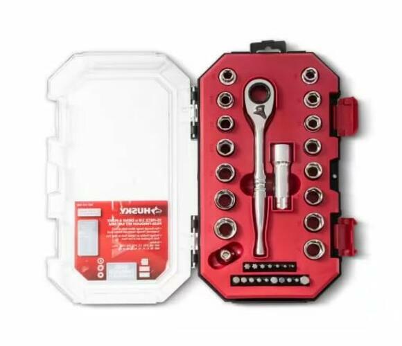 Husky 3/8 in. Drive 6-Point Pass-Thru Ratchet and Socket Set (35-Piece)