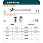 Anvil 17-Piece 1/2 in. Drive Ratchet and Socket Set
